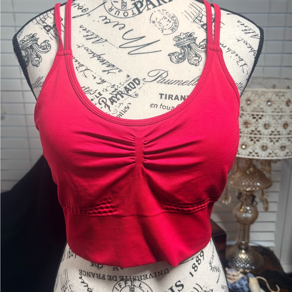 Halara Red Ruched Sports Bra